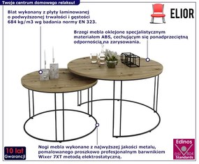 Industrialny zestaw stolików kawowych czarny + dąb artisan - Eksa 4X