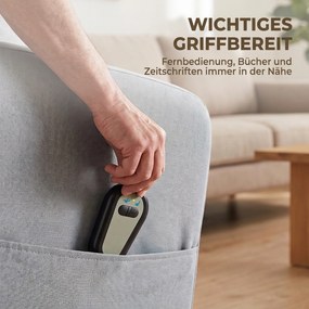 HOMCOM Elektryczny fotel relaksacyjny z funkcją ułatwiającą wstawanie, pilot, miękka pianka, boczna kieszeń, pokrowiec w wyglądzie lnu, szary | Aosom PL