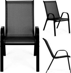 Zestaw 4 krzeseł ogrodowych sztaplowanych Isla 092, czarny