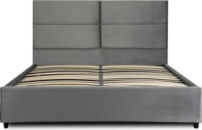 Łóżko Tapicerowane 160x200 cm ze Stelażem Dwuosobowe TULSA Welurowe Szare