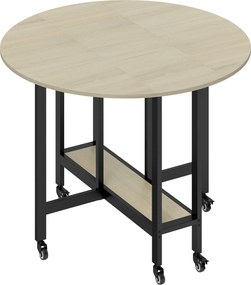 HOMCOM Składany stół, stół z funkcją składania i otwartą półką, mobilny stół kuchenny do jadalni, małych przestrzeni, naturalny | Aosom PL