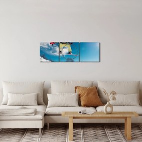 Obraz - Snowboardzista (z zegarem) (90x30 cm)