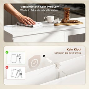 HOMCOM Szafka bufetowa, komoda z 4 szufladami, 2 przeszklone drzwi, nowoczesny design, MDF, biały