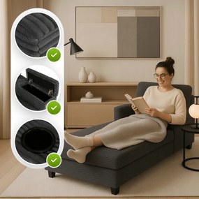 Fotel Wypoczynkowy Sofa NEO Szary Sztruksowy Nowoczesny
