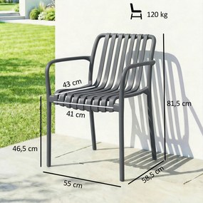 Outsunny Krzesła ogrodowe 4 szt. składane krzesła tarasowe z lamelowym siedziskiem i podłokietnikami, ergonomiczne, ciemnoszare | Aosom PL