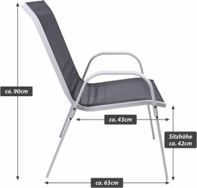 Krzesło ogrodowe BARI czarne, stalowe, sztaplowane 90x55x65