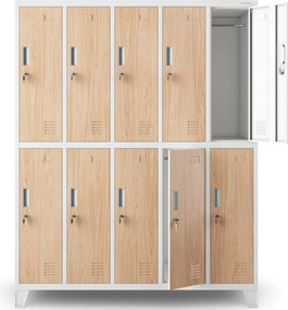 Szafa socjalna 10-drzwiowa Eco Design Bartek 136x45x172 cm biały/dąb sonoma