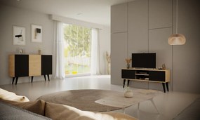 Komoda TORONTO 120 dąb artisan/czarna KOCOT MEBLE