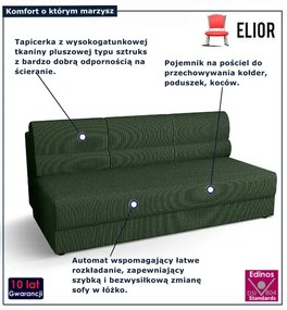 Zielona rozkładana sofa z pojemnikiem D7-B01