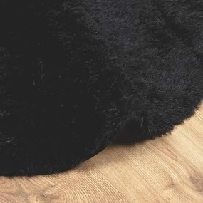 Czarny okrągły dywan z długim włosiem 240 cm N9-A09