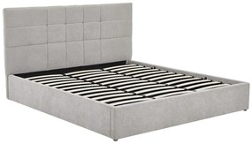 Łóżko ze skrzynią 180 x 200 cm - Tkanina - Szary - HOPEYA Pascala Morabito