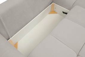 Masseno Narożnik MODA z funkcją spania i pojemnikiem na pościel Narozniki L, Rozkładana sofa - Jasnoszary, SICURO 65