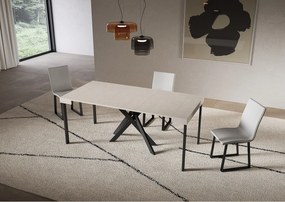 Saki Mały rozkładany stolik konsolowy z kaszmiru 90x40/196 cm z nogami w kolorze antracytowym