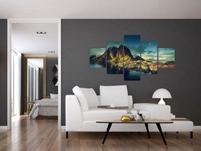 Obraz wioski rybackiej w Norwegii (125x70 cm)