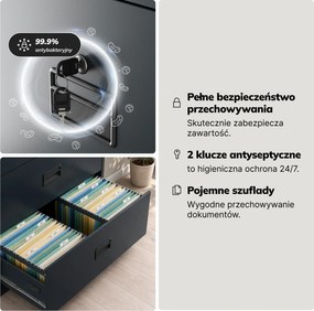 Szafa kartotekowa metalowa z 5 szufladami antracytowa, 900x1620x600 mm: SARA XL V5