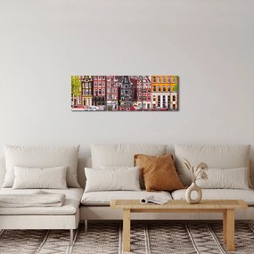 Obraz - Amsterdam, domy tańca (z zegarem) (90x30 cm)