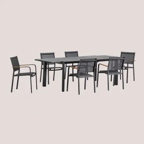 Zestaw Rozkładanego Stołu Prostokątnego Starmi O Wymiarach 180x240-100 Cm I 6 Składanych Aluminiowych Krzeseł - Sklum