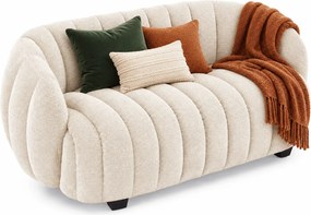 Kremowa miękka sofa dwuosobowa z przeszyciami  G3-D76