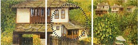 Obraz - Domki letniskowe w lecie (z zegarem) (90x30 cm)