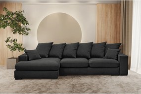 Narożnik z funkcją spania i pojemnikiem, Sofa w kształcie L Gabon L, tkanina Riviera, Grafitowy, Lewy