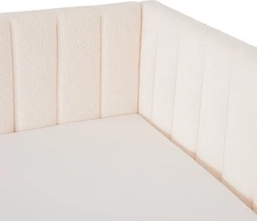 Łóżko Tapicerowane 120x200 cm VILLEMO Podwójne ze Stelażem Rozkładane Młodzieżowe Kremowe Boucle Skandynawskie