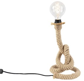 Rustykalna lampa stołowa wykonana z liny - RopaWiejski/ Rustykalny / Vintage Oswietlenie wewnetrzne