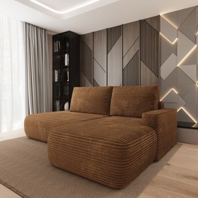Masseno Narożnik AVINI z funkcją spania i pojemnikiem na pościel Narozniki L, Rozkładana sofa - Miedziany, TILIA 56