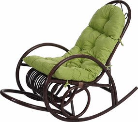 Fotel bujany MCW-C40 Rattan,  zielona poduszka