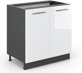 Szafka pod zlew biały wysoki połysk 80x51.6x82 fame-line