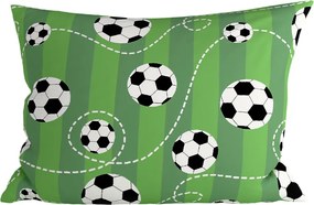 Poszewka na poduszkę z polibawełny FOOTBALL TIME POLY 70x90 cm, zielona
