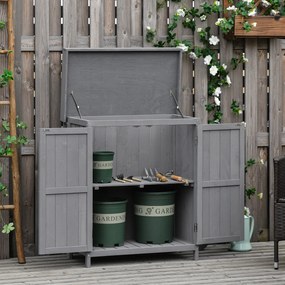 Outsunny szafka na narzędzia z drewna sosnowego 2 półki kolor szary 74x43x88cm | Aosom PL