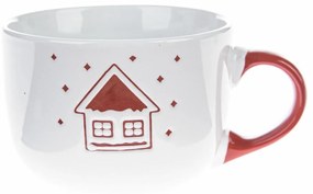 Świąteczny kubek ceramiczny Snowy cottage biały,  500 ml