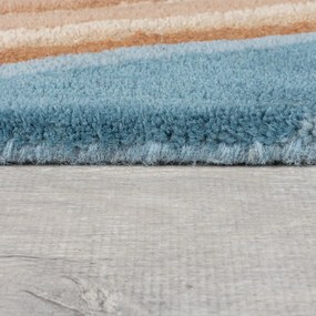 Niebieski wełniany dywan tkany ręcznie 160x230 cm Abstract Flow – Flair Rugs