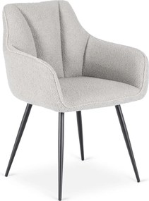 Krzesło Tapicerowane do Salonu NAWARA Szare Boucle Nowoczesne