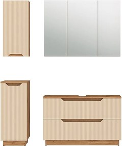 Zestaw mebli łazienkowych dąb/kaszmir w paski 99.4x32x62.5 lotta