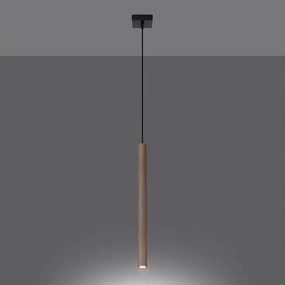 Lampy wiszące nowoczesny Brill, stal/drewno - 1 źródło światła 3000K - L.3.5 x H.120 cm - drewno