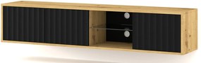 Frezowana ścienna szafka rtv dąb artisan + czarny W8-W19