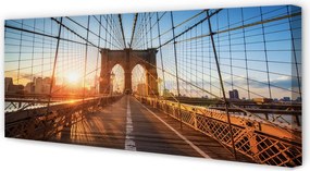 Obraz drukowany na płótnie Świt nad Mostem i Drapaczami Chmur
