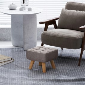 HOMCOM Pufa z wyściełaniem, imitacja lnu, drewniane nogi, maksymalne obciążenie 110 kg, szary