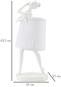 Biała lampa stołowa z tekstylnym kloszem (wysokość 62,5 cm) Ballet – Mauro Ferretti