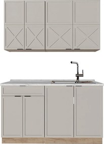 Kuchnia jednoosobowa szary/beżowy/złoty dąb 140x46x81.6 fame-line