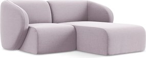 Narożnik prawostronny - z tkaniny welwetowej - lawendowy - LANI