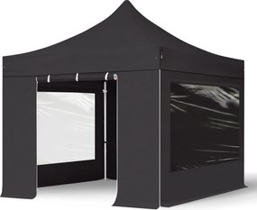 TOOLPORT 3x3 m Namiot Ekspresowy PROFESSIONAL Alu 40 mm, ze ścianami bocznymi, okna panoramiczne , czarny - (600146)