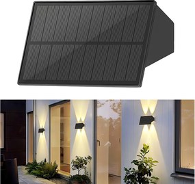 NETTLIFE Zewnętrzna lampa ścienna zasilana energią słoneczną - Wodoodporne zewnętrzne lampy ścienne lampy ścienne zasilane energią słoneczną świecące w górę i w dół