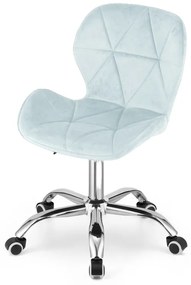 Zestaw do biura – składany stół ZARIMO 80×40 cm, biały + krzesło biurowe AVOLA VELVET jasnoniebieskie