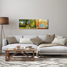 Obraz - Spokojny jesienny krajobraz (z zegarem) (90x30 cm)