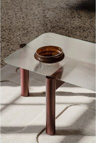 Bordowy stolik ze szklanym blatem 55x105 cm Kob – noo.ma