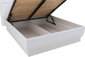 Łóżko Drewniane Dwuosobowe 160x200 cm z Pojemnikiem IVORY Białe Nowoczesne