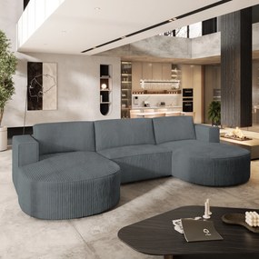 Masseno Narożnik VEZZO z funkcją spania i pojemnikiem na pościel Narozniki U, Rozkładana sofa - Szary, POSO 60