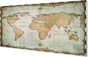 Szklany Panel Historyczna Mapa z Efektem Nadpalenia